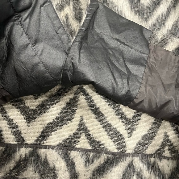 [US8]Per Se Faux Fur Angora Wool Blend Harrington Tweed Gray Short Jacket - Picture 5 of 9